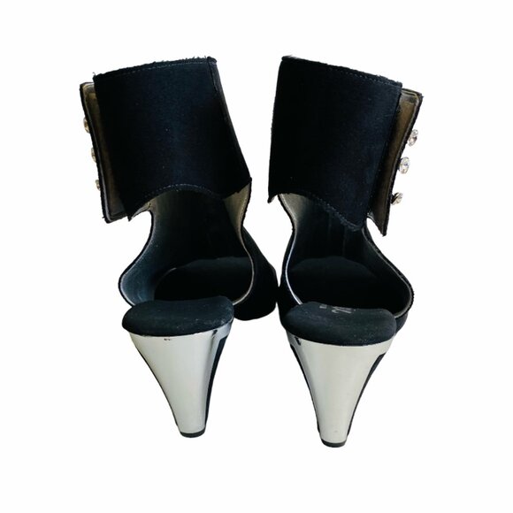 Onex Leather Tuxedo Heeled Sandal Black Sz 9/9.5 - Picture 7 of 15